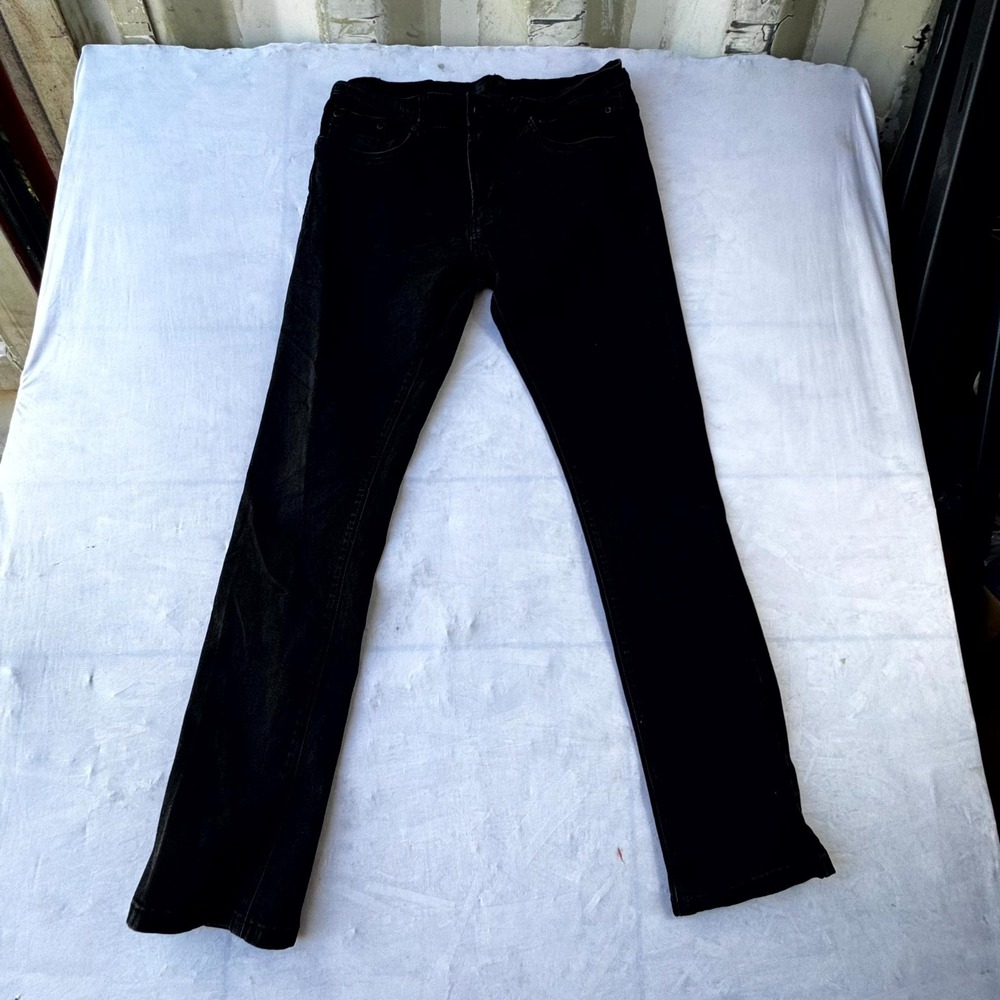 Steves Jeans Mens 32/32 Black Denim Dark Wash Cotton Stretch Skinny Leg Casual